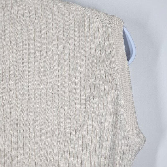 1990s Vintage Lady Player Beige Cable Knit Sleeveless Sweater Vest Silk Womens M - Picture 7 of 8